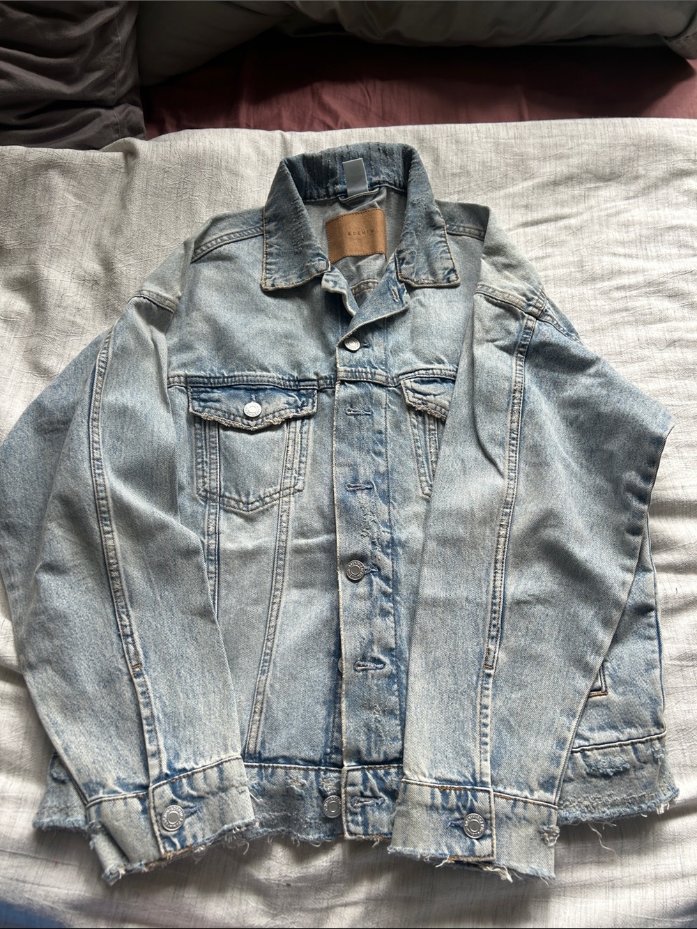 Light Blue Distressed Oversized Denim Jacket